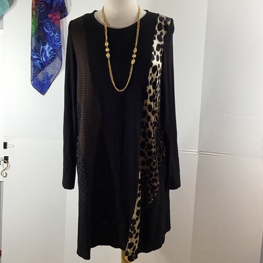 Alembika jersey knit print panel swing dress
